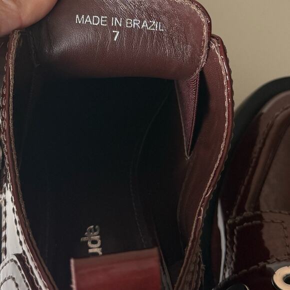 Larroude Stewart 100mm Patent Leather Platform Oxfords in Maroon - Picture 10 of 10